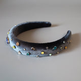 OG Headband Velour Grey Rainbow