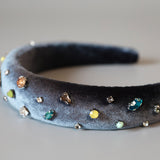 OG Headband Velour Grey Rainbow