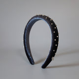 Slender Headband Velour Grey Silver Ball
