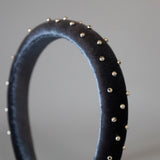 Slender Headband Velour Grey Silver Ball