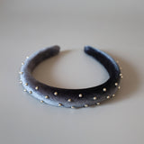 Slender Headband Velour Grey Silver Ball