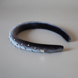Slender Headband Velour Grey Silver Ball
