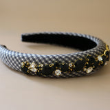 OG Headband Grey Silver Black Studs