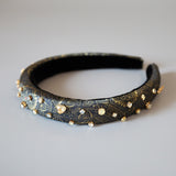 Slender Headband Dark Grey Gold