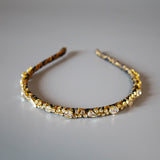 Narrow Headband Navy Gold Mix