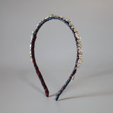 Narrow Headband Navy Silver Mix
