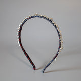 Narrow Headband Navy Silver Mix