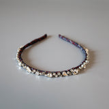 Narrow Headband Navy Silver Mix