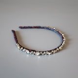 Narrow Headband Navy Silver Mix