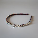 Narrow Headband Navy Silver Mix