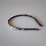 Narrow Headband Navy Silver Mix