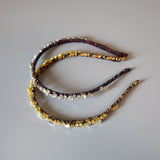 Narrow Headband Navy Silver Mix