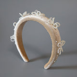 OG Headband Velour Beige Ribbon