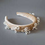 OG Headband Velour Beige Ribbon