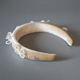 OG Headband Velour Beige Ribbon