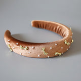 OG Headband Velour Brown Gold