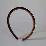 Tight Headband Velour Dark Brown Silver Studs