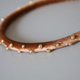 Tight Headband Velour Brown Gold Studs