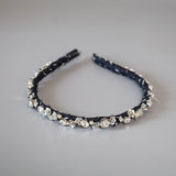 Narrow Denim Headband Indigo Silver