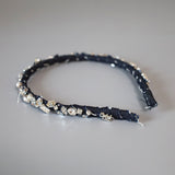 Narrow Denim Headband Indigo Silver