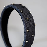 Thin Headband Indigo Denim Flower