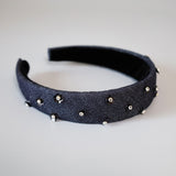 Thin Headband Indigo Denim Flower