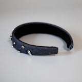 Thin Headband Indigo Denim Flower