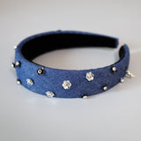 Thin Headband Blue Denim Flower