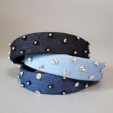 Thin Headband Light Blue Flower
