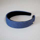 Thin Headband Blue Denim No Studs