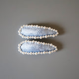 Hair Pin Velour Blue Pearl