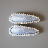 Hair Pin Velour Blue Pearl