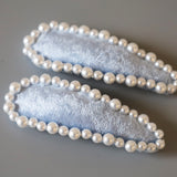 Hair Pin Velour Blue Pearl