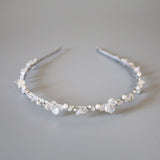 White Clear Bijou Flower Headband