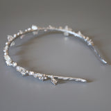 White Clear Bijou Flower Headband