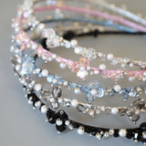 White Clear Bijou Flower Headband