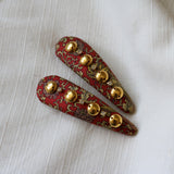 Hair Pin Red Gold