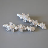 Clear Silver Flower Clip (2pcs)