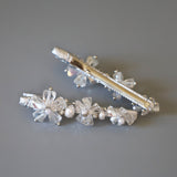 Clear Silver Flower Clip (2pcs)