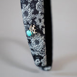 Thin Headband flower Denim Blue Heart
