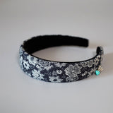 Thin Headband flower Denim Blue Heart