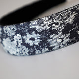 Thin Headband flower Denim Blue Heart