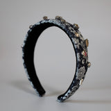 Thin Headband Flower Denim Silver Studs