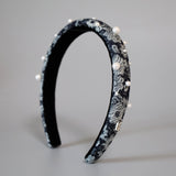 Slender Headband Flower Denim Pearl