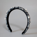 Slender Headband Flower Denim Pearl