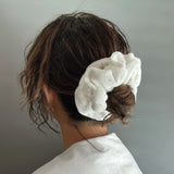 White Pile Scrunchie with Cherry