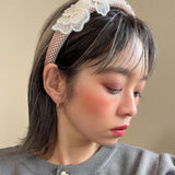 Slender Headband White Red Flower