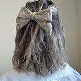 Big Ribbon Barrette Grey Gold