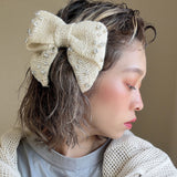 Big Ribbon Barrette White Hemp