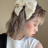 Big Ribbon Barrette White Hemp